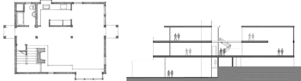 Fig. 1.  Hand  drawn  floor  plan  of  an  apartment  (left)  and  Schematic  cross  section of  a  multi- multi-level building (right)