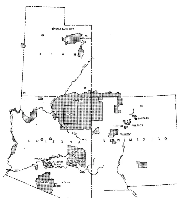 FIGURE  1.  Indian  reservations  of  southwestern  United  States.  Gila  River  Reservation  is left.