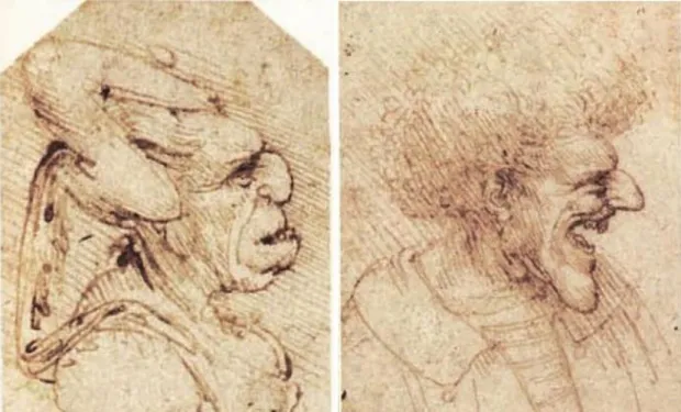 Figura Nº 1 – Estudos Fisiognómicos de cabeças grotescas, por Leonardo da Vinci.  