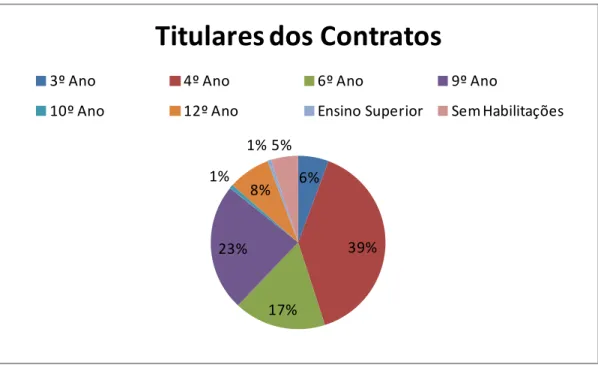 Gráfico n.º 3 – Comparação das habilitações dos titulares dos contratos 