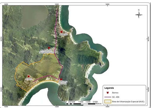 Figura 7 Área de Urbanização Especial no Distrito do Pântano do Sul em 2010 (Lopes, 2015)