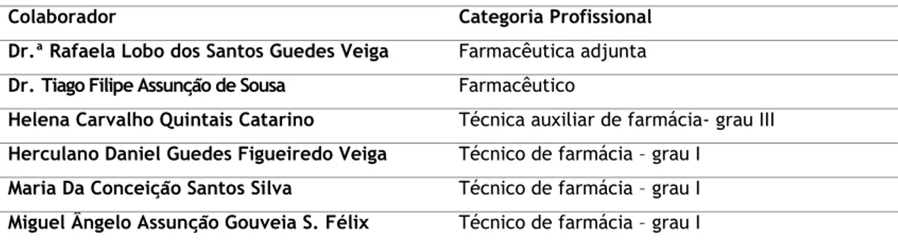 Tabela 3- Categorias profissionais dos funcionários da Farmácia Moderna. 