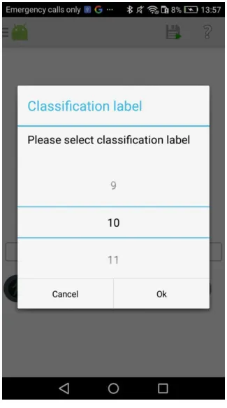Figure 29 Classification label popup