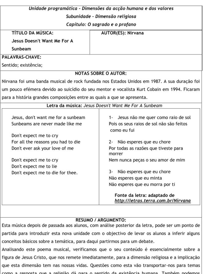 Tabela de análise musical n.º 4 