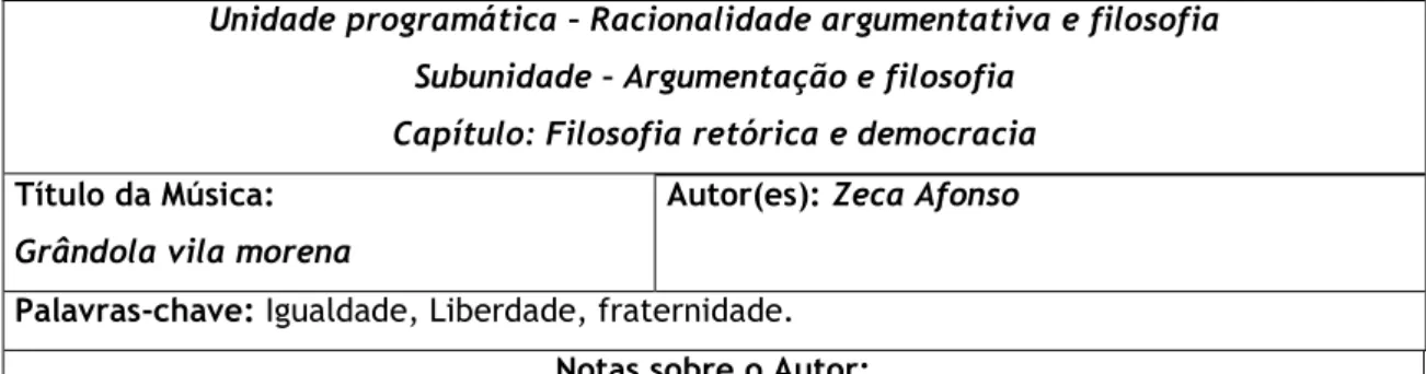 Tabela de análise musical n.º 6 