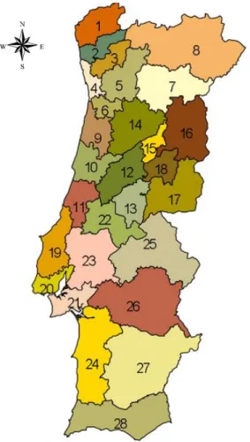 Figura 1: NUTS III de Portugal Continental 