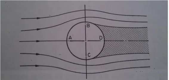 Fig. 2.4- Esteira turbulenta a jusante de um cilindro (Quintela, 1981)