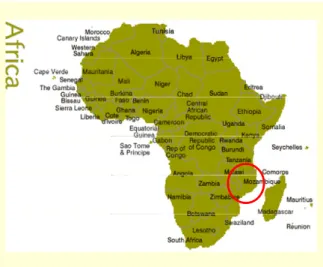 Figura 1 - Vista aérea da fábrica Mozal  Figura 2 - Localização de Moçambique no  continente africano