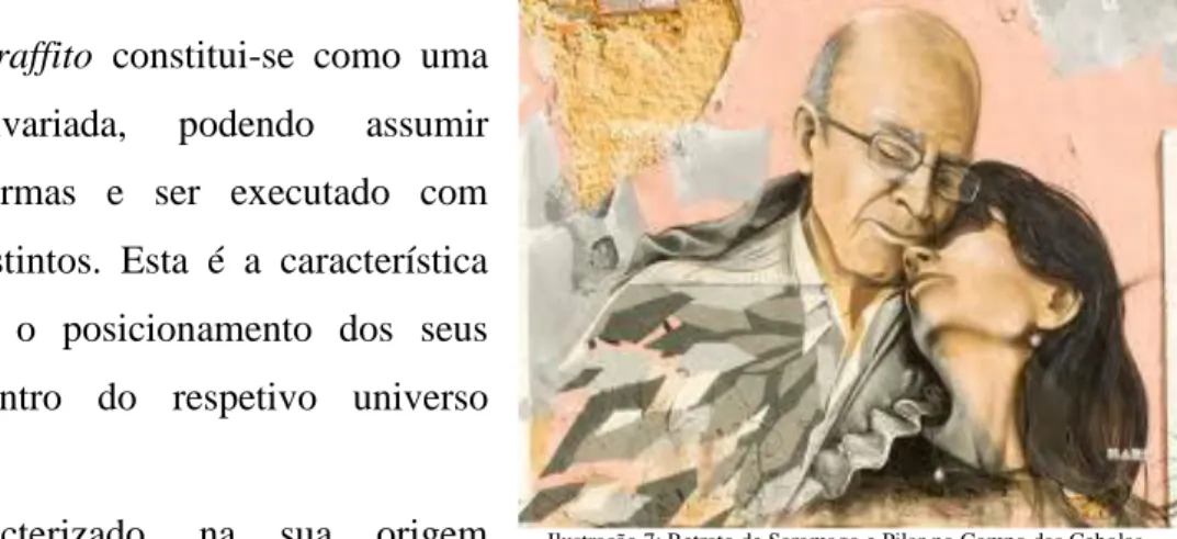 Ilustração 7: Retrato de Saramago e Pilar no Campo das Cebolas,   em Lisboa 