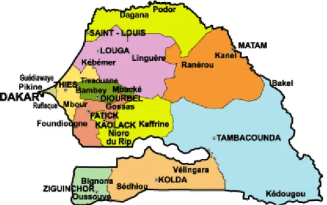 Figura 2.3: Divisão administrativa atual do Senegal 