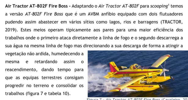 Tabela 10 - Especificações da aeronave Air Tractor AT-802F Fire Boss elaborada a partir de (Cavaleiro,  2017)