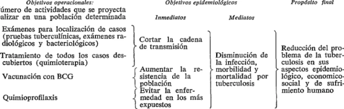CUADRO  l-Actividades  y  objetivos  de  un  programa  de  control  de  la  tuberculosis