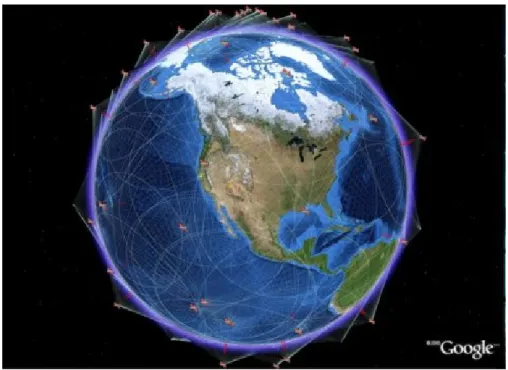 Figura 4.1: - Constelação de satélites GPS (Imagem pertence ao Google).