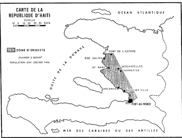 FIG.  1-Carte  de  la  République  d’Haiti  montrant  la  zone  d’enquête 