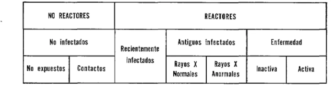 FIGURA  1-Especiro  de  una  población  en  relación  con  la  tuberculosis. 