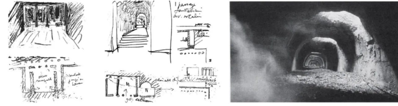 Fig. 9 Desenhos e fotografia de Le Corbusier à Villa Adriana – Gran Trapecio