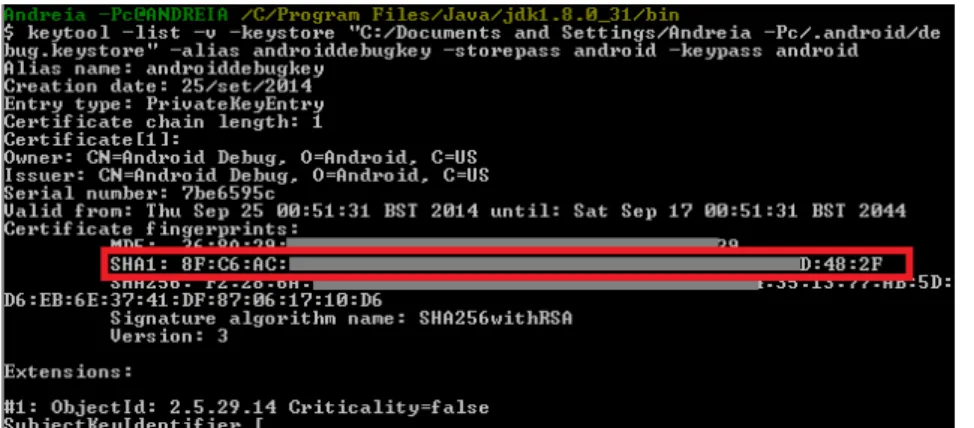 Figure 3.1: Display the SHA-1 fingerprint