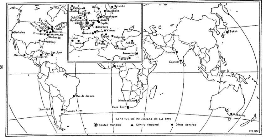 FIG.  l.-CENTROS  DE  INFLUENZA  DE  LA  OMS. 