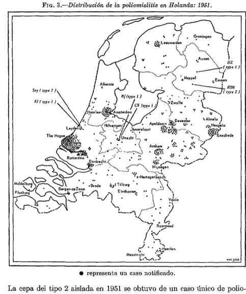 FIG.  3.-Distribucibn  de  la  poliomielitis  en Holanda:  1951. 