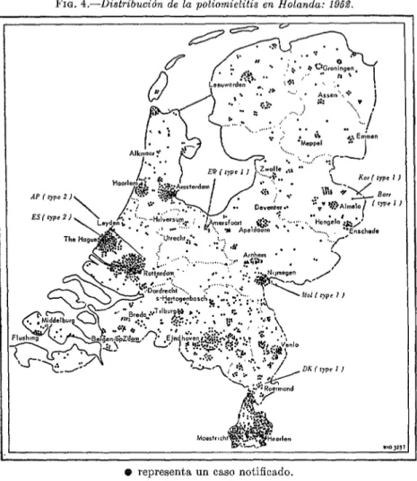 FIG.  4.-Distribución  de  la  poliomielitis  en  Holanda:  1968. 