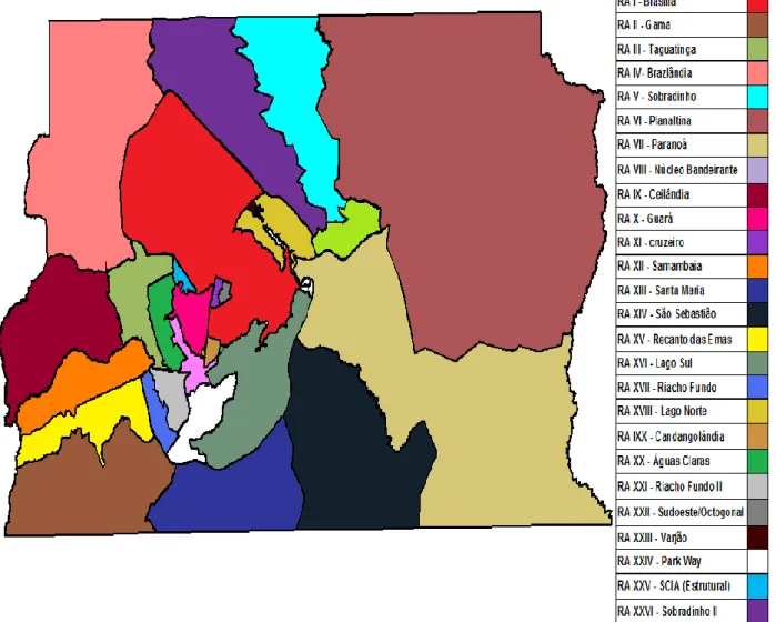 Figura 1 - Mapa do Distrito Federal por Regiões Administrativas 