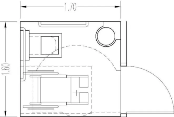 Figura 17: Cabina para instalação de uma sanita acessível. 
