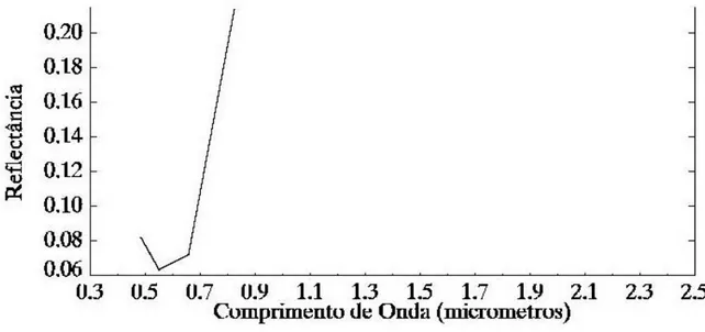 Figura 3 - Tendência da assinatura espectral de vegetação obtida através do perfil espectral da  imagem CBERS