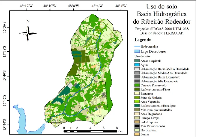 Figura 4.6 - Mapa de uso e ocupação do solo na bacia hidrográfica do ribeirão  Rodeador/DF