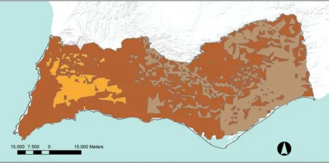 Figura 4: Suscetibilidade à Desertificação para a Região do Algarve Fonte: CCDR Algarve (2007b)
