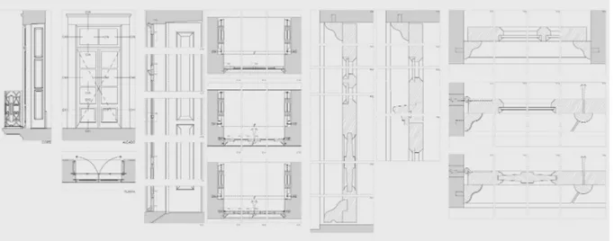 Figura 2. Janelas de sacada, pormenores construtivos em diferentes graus de detalhe. 