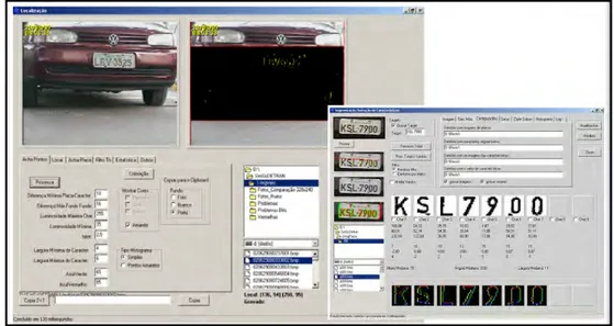 Figura 2.12: Telas do Kapta, programa para reconhecimento de placas da UFRJ.