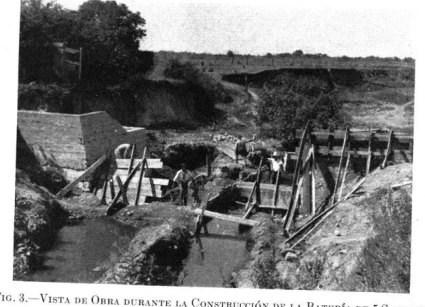 FIG.  3.-VISTA  DE  OBRA  DURANTE  LA  CONSTRUCCIÓN  DE  LA  BATERÍA  DE  5  SIFONES  INSTALADA  EN  FAMAILLÁ,  ARGENTINA