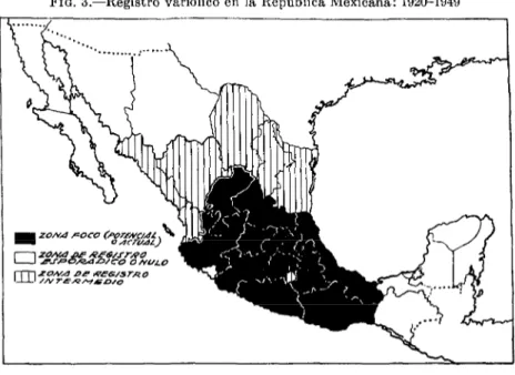 FIG.  3.-Registro  variólico  en  la  República  Mexicana:  1920-1949 