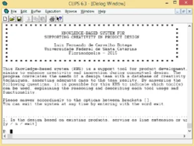 Figure 4: KBS prototype interface in CLIPS v6.30