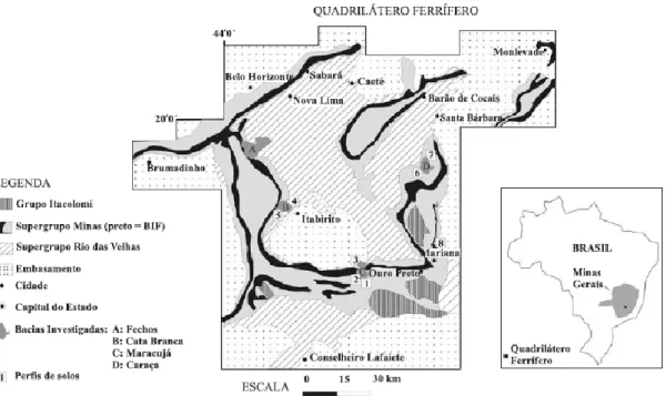 Figura 3.1. Mapa geológico do Quadrilátero Ferrífero (modificado de Alkim &amp; 