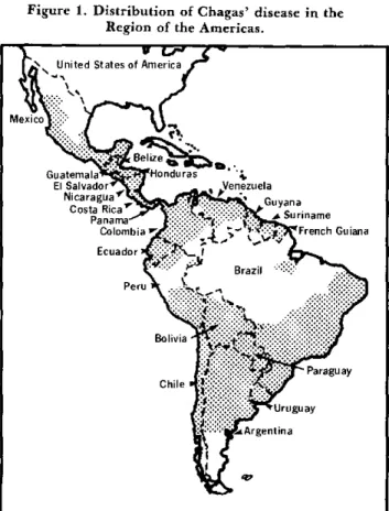 Figure  1.  Distribution  of Chagas'  disease  in  the Region  of the  Americas.