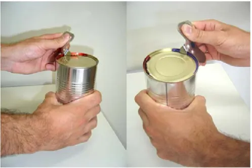 Figura 3: Atividades simuladas com abridores de lata para mãos esquerda e direita, respectivamente