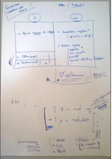 Figure 9: Print of Physicians Notes while explaining what a positive (+) and negative (-) lab result  might mean to change clinical decisions 