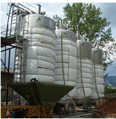 FIGURA 17: Reactores de biogás na fábrica de tijolos Gasser/Itália, Fonte TBE