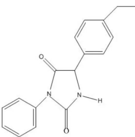 Figura 6.  3HfenilH5H(4Hetilfenil)H imidazolidinaH2,4Hdiona (IMH3). 