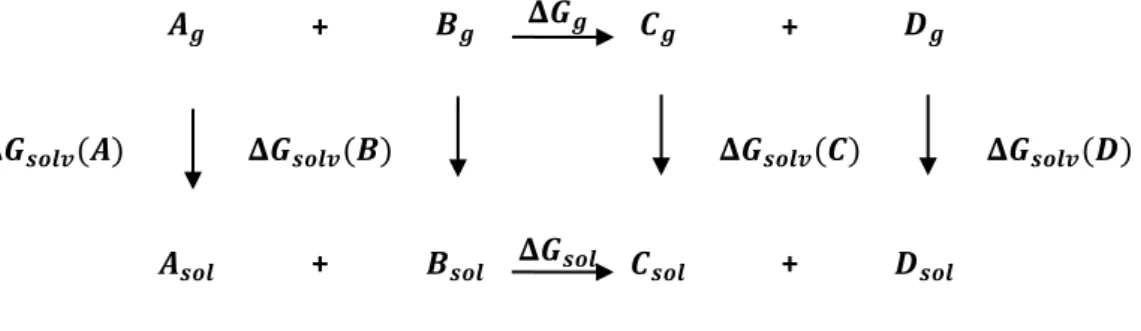 Figura 3. Ciclo termodinâmico para a determinação da energia livre em solução 