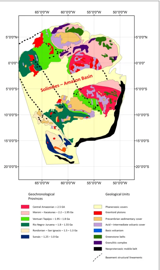 Figure 11: Distribution of the geochronological provinces of Amazon Craton. The black polygon indicates the study  area