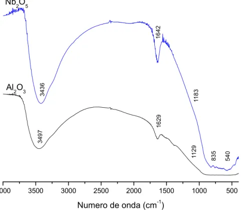 Figura 5.1   Espectros de FTIR da niobia e alumina