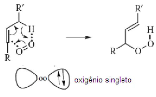 Figura 3.12 – Formação de hidroperóxidos por ação do  1 O 2  no processo foto-oxidativo