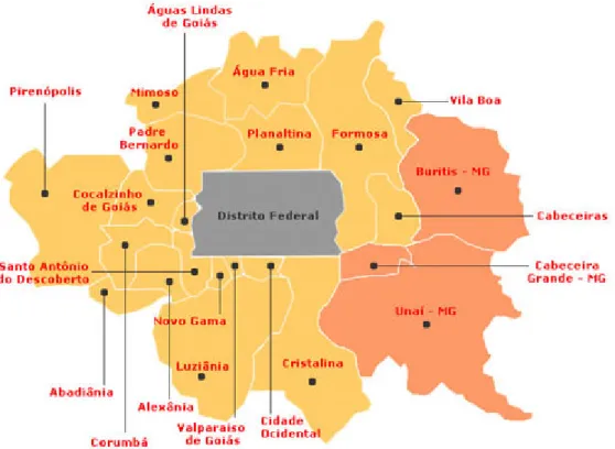 Figura 7.1: Região Integrada de Desenvolvimento do Distrito Federal e Entorno