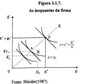 Figura 3.1.7.  As isoquantas da fírma  K f  E  o  No N'  N  Fonte: Blinder(I987) 