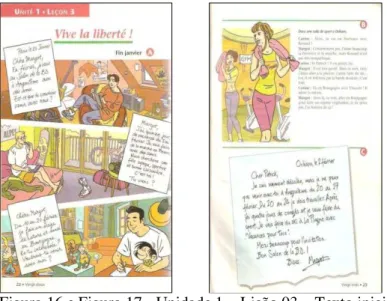 Figura 16 e Figura 17 - Unidade 1  –  Lição 03  –  Texto inicial  Vive la liberté! 