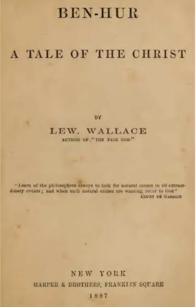 Figura 16 – Capa de Bem-Hur: a Tale of Christ (1887), de Lew Wallace 