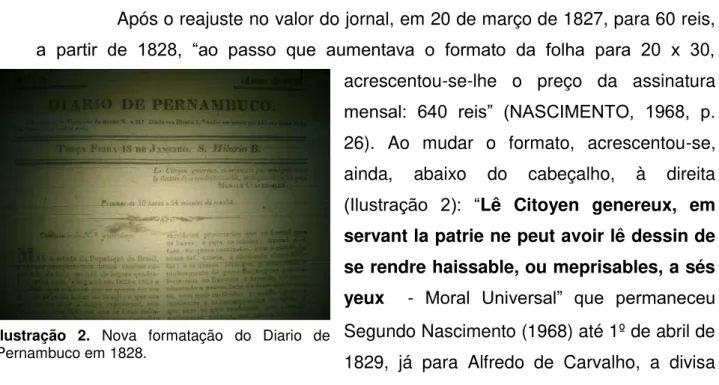 Ilustração  2.  Nova  formatação  do  Diario  de  Pernambuco em 1828. 