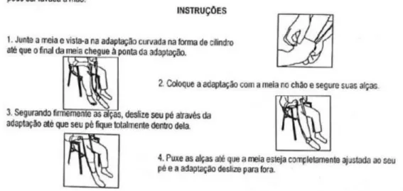 Figura 3: Folheto de instruções para o uso da adaptação para meias 